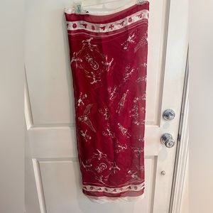 Chrome Hearts Red and White Silk Scarf